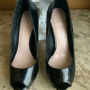 Aldo Black Patent Leather Heels with Medium Heel